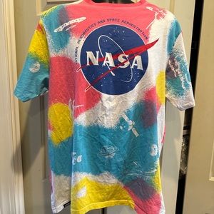 NASA Space Exploration Tie Dye Graphic Print Contender SS T Shirt men’s XL.